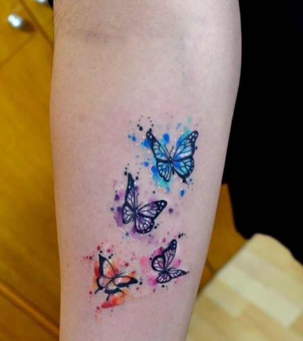 Watercolor Butterfly Tattoos On Arm