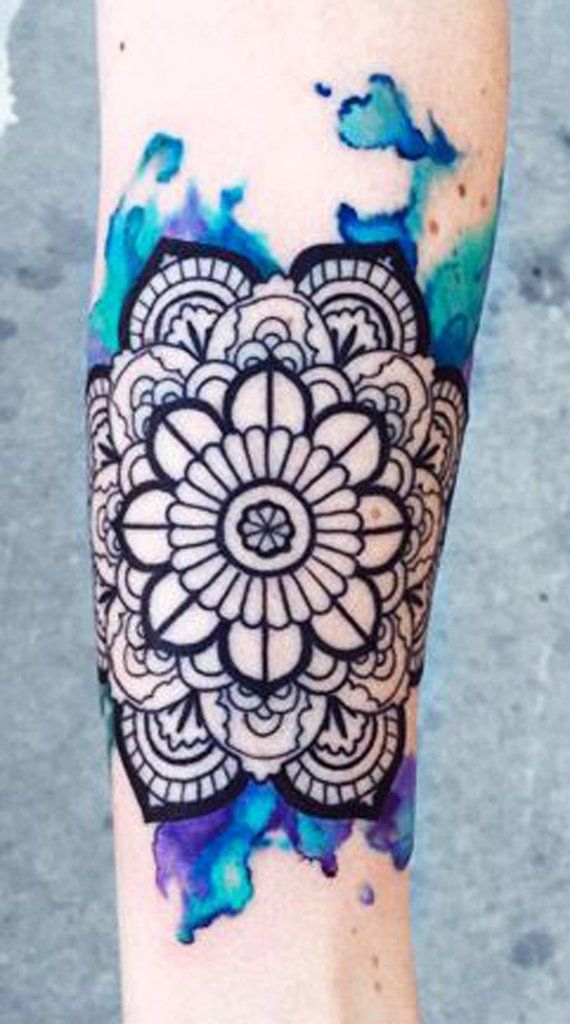Watercolor Mandala Tattoo On Arm