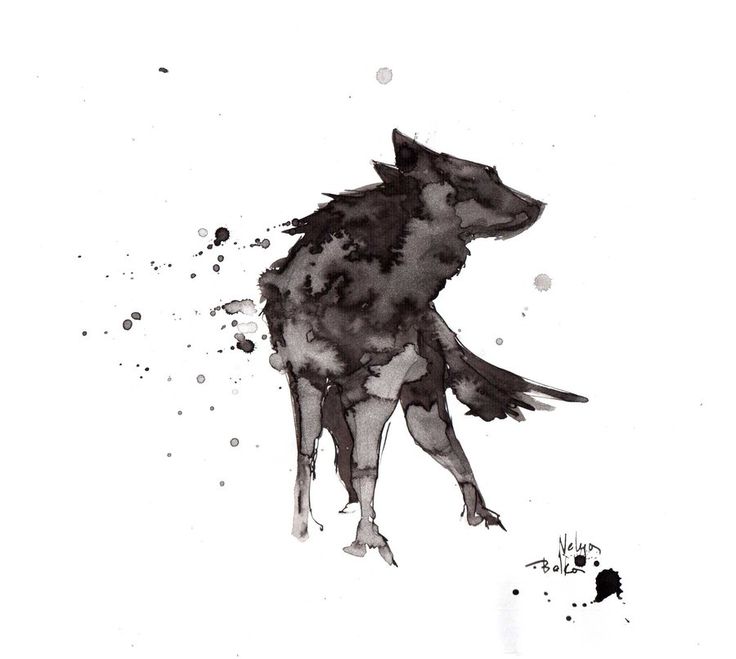 Watercolor Wolf Tattoo Design Stencil