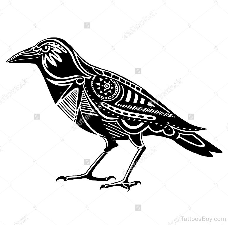 White And Black Crow Tattoo Designs