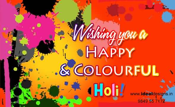 Wishing You A Happy & Colorful Holi Greeting Card