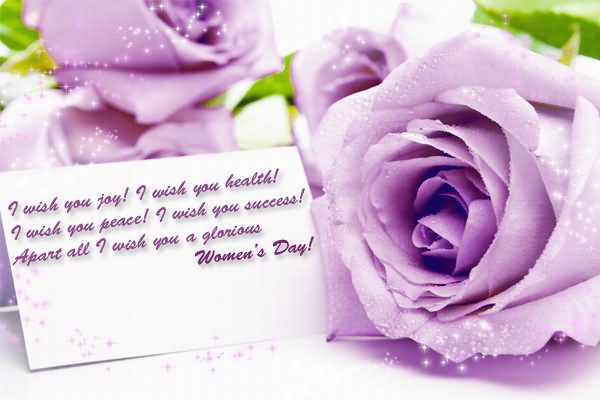 Women's Day Card With Purple Rose Flower