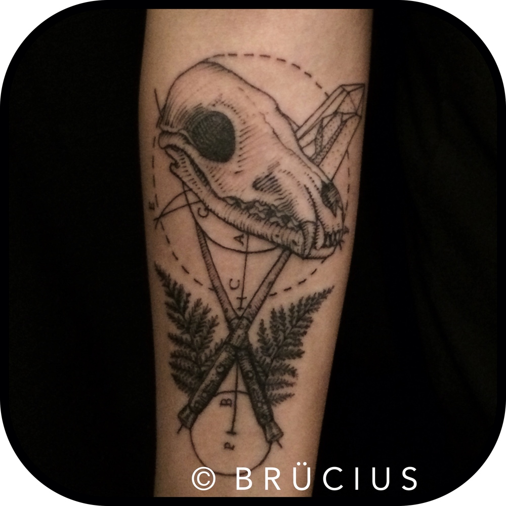 Wonderful Animal Skull Tattoo Design For Sleeve By Brucius