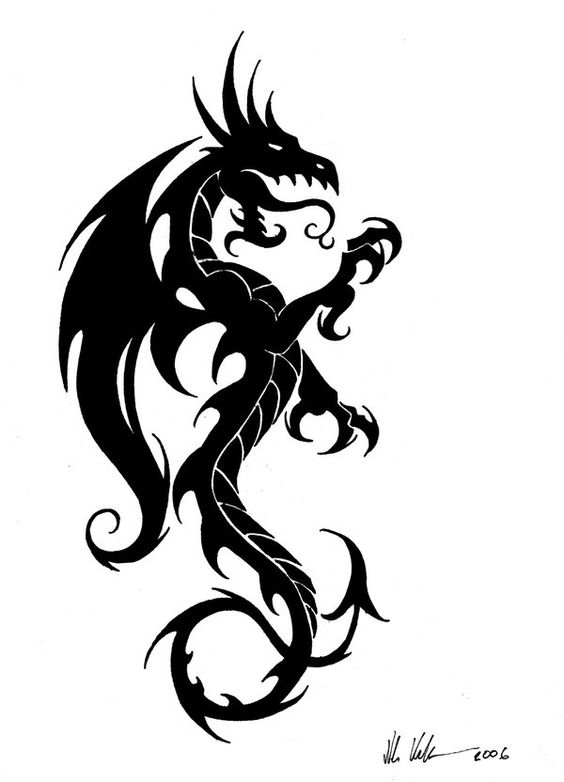 Wonderful Black Dragon Tattoo Design By Theidiotsfool
