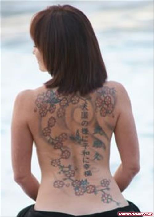 Wonderful Geranium Flowers Tattoo On Women Full Back