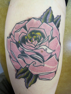 Wonderful Rose Tattoo On Leg Calf