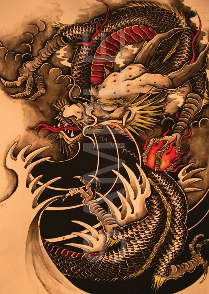 Wonderful Traditional Chinese Dragon Tattoo Design