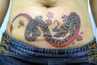 Wonderful Traditional Dragon Tattoo On Stomach