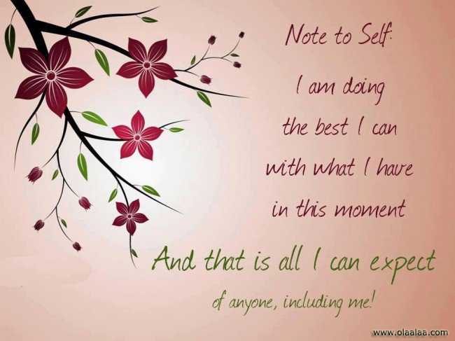 Note to self i am doing the best i can with what i have in this moment and that is all i can expect of anyone, including me!