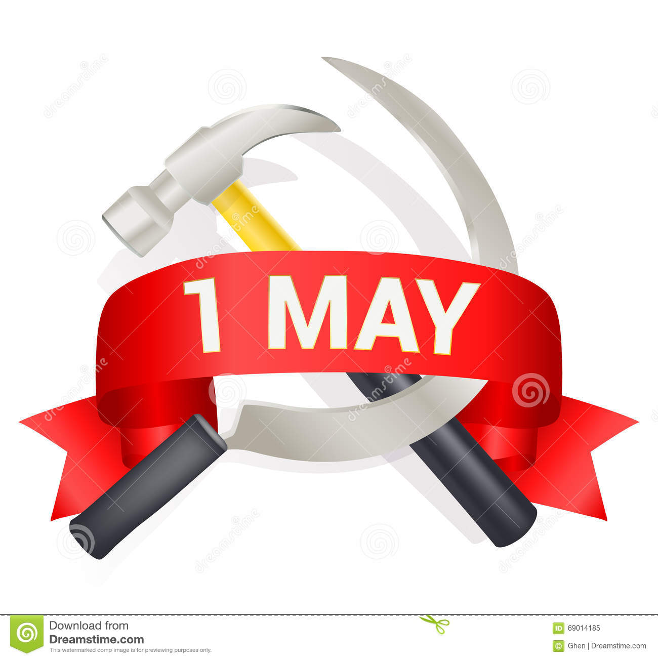 1 May Hammer And Sickle Labor Day Illustration