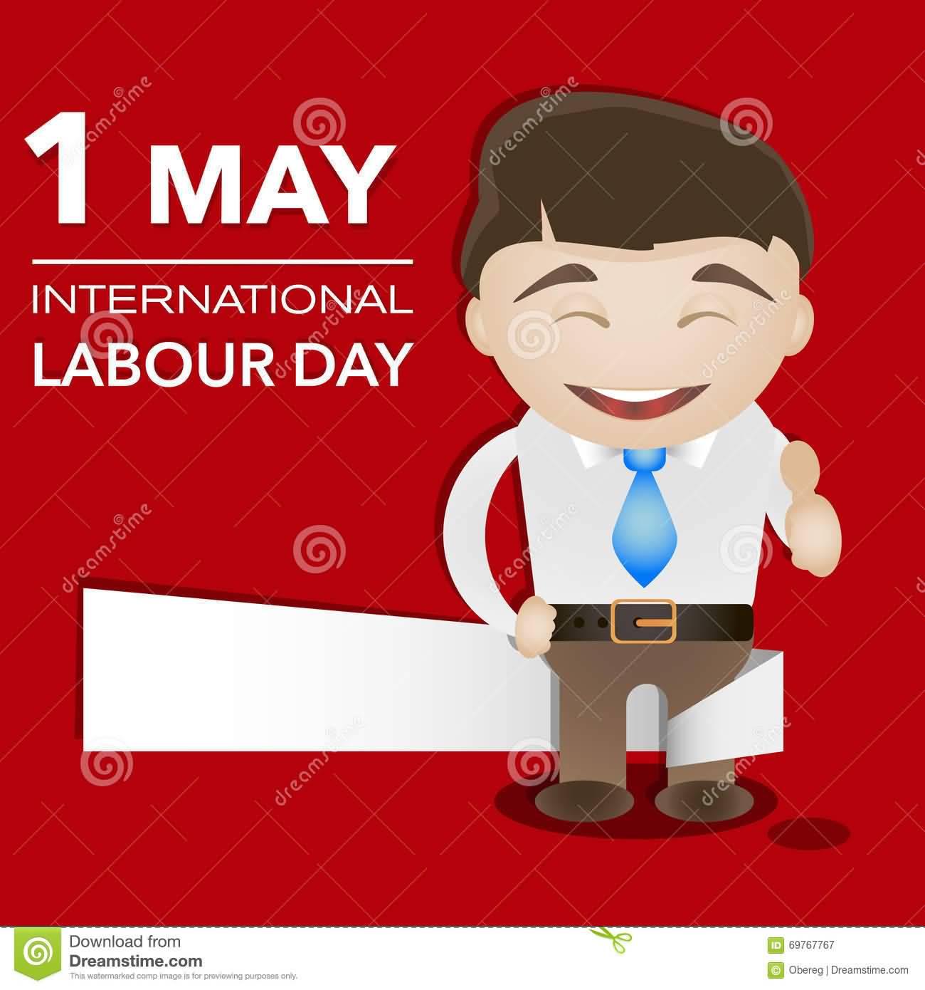 1 May International Labour Day Happy Man Illustration