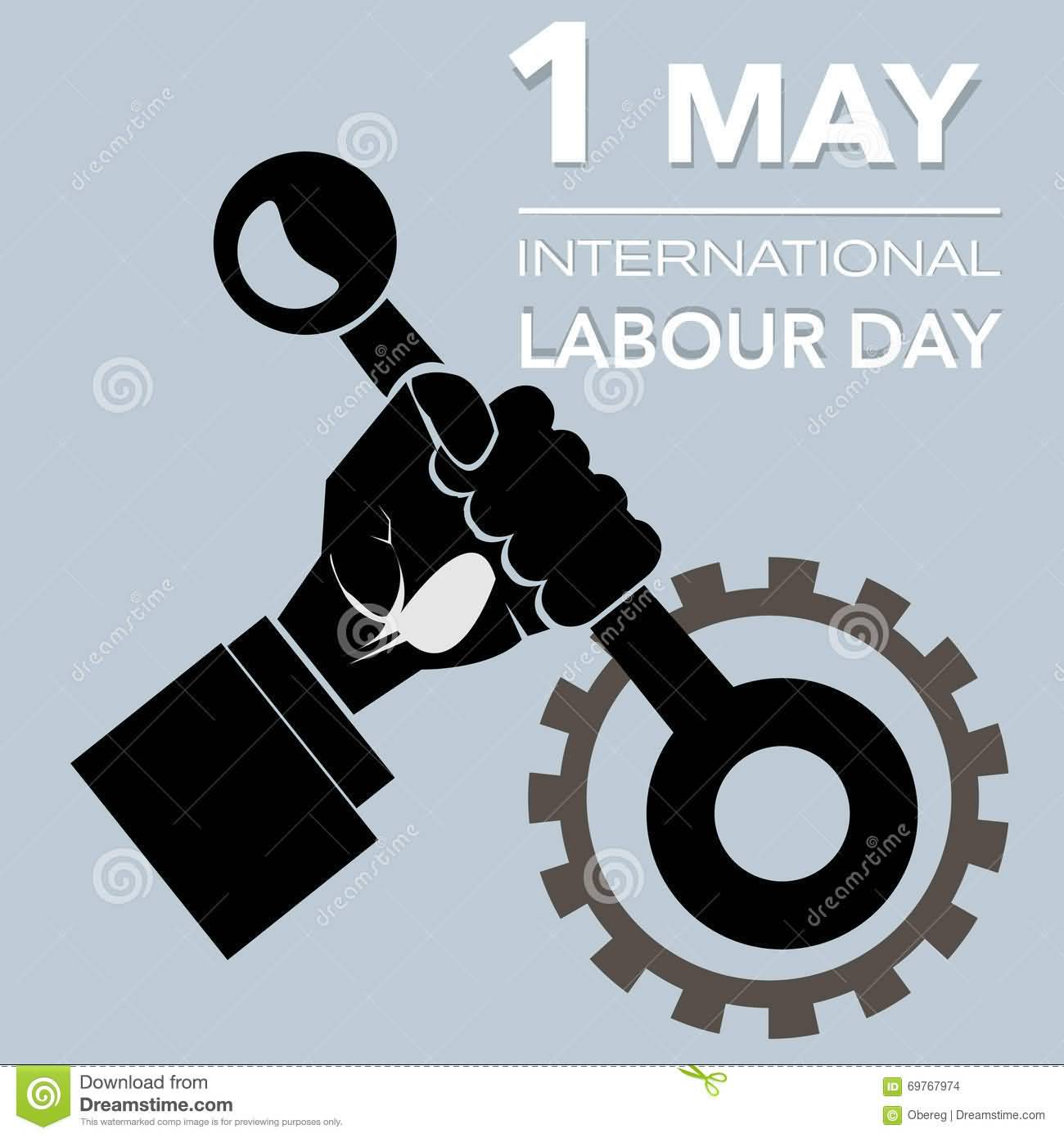 1 May International Labour Day Outline Hand With Lever Illustration