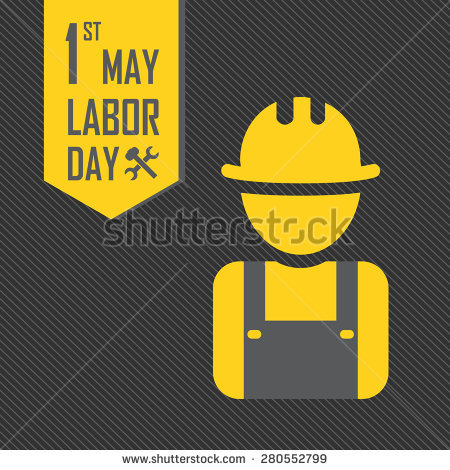 1st May Labor Day Worker With Helmet Illustration