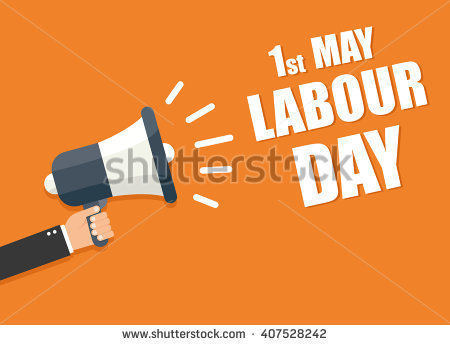 1st May Labour Day Hand Holding Megaphone Illustration