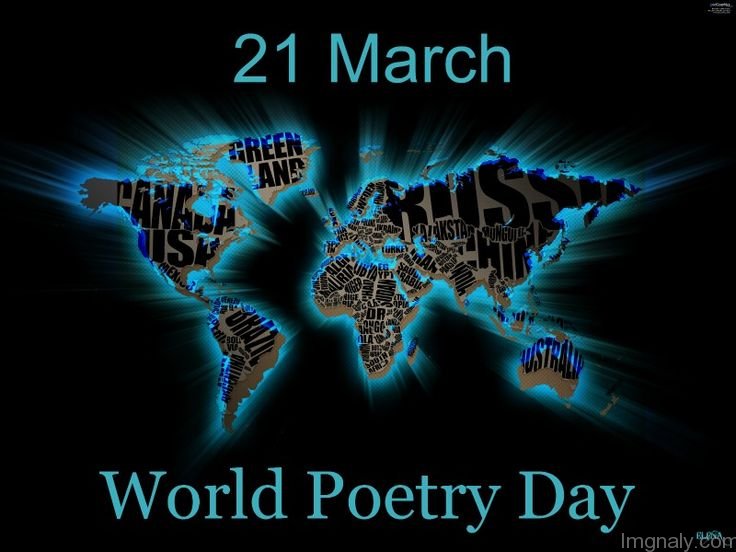 21 March World Poetry Day World Map In Background