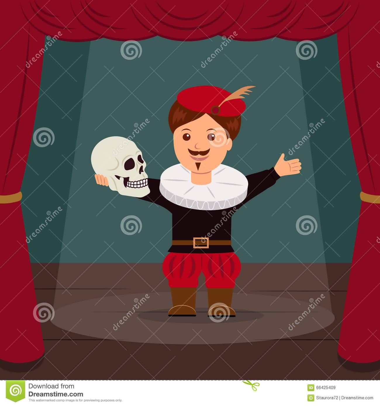 Actor On Scene Of The Theater Playing A Role Hamlet Concept World Theatre Day