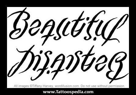 Ambigram Beautiful Tattoo Stencil