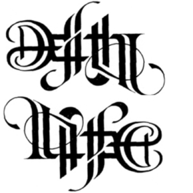 Ambigram Death Life Tattoo Stencil