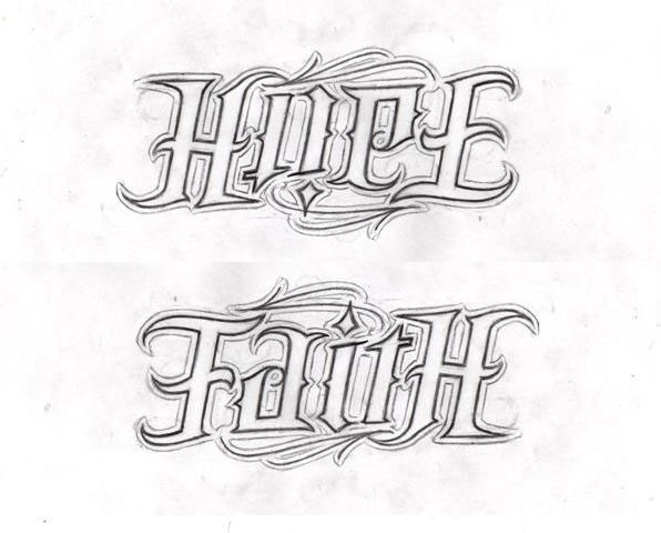 Ambigram Hope Faith Tattoo Design