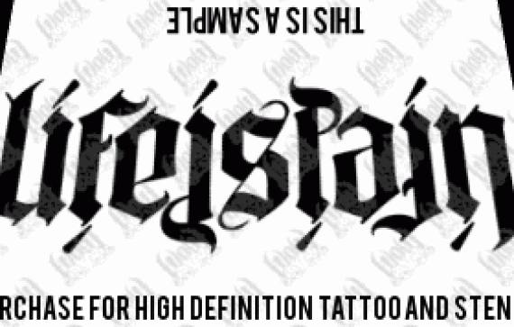 Ambigram Live Is Pain Tattoo Stencil