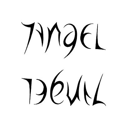 Angel Devil Ambigram Tattoo Stencil