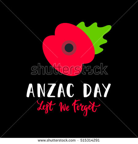 Anzac Day Lest We Forget Poppy Flower Illustration