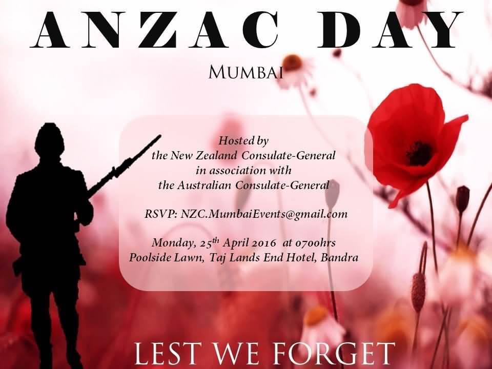 Anzac Day Mumbai Lest We Forget