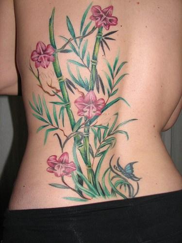 Attractive Bamboo Trees Tattoo On Full Back