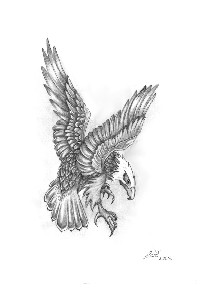 Awesome Black And Grey Flying Eagle Tattoo Design