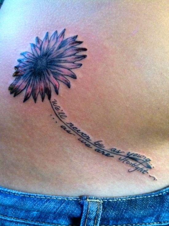 Awesome Daisy Flower Tattoo On Lower Back