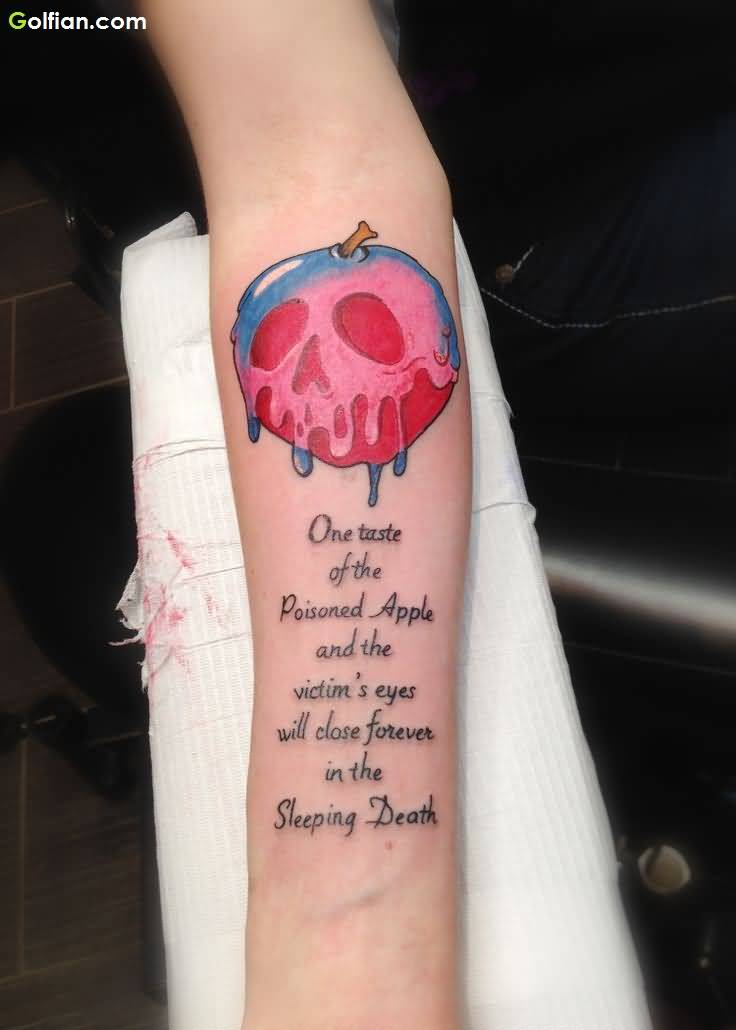 Awesome Poison Apple Tattoo On Forearm