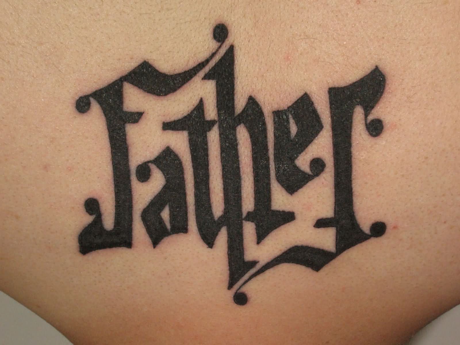Black Ambigram Father Tattoo Design