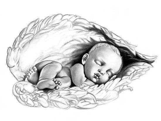Black And Grey 3D Baby Angel Tattoo Design