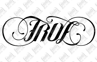 Black Ink Ambigram True Tattoo Stencil