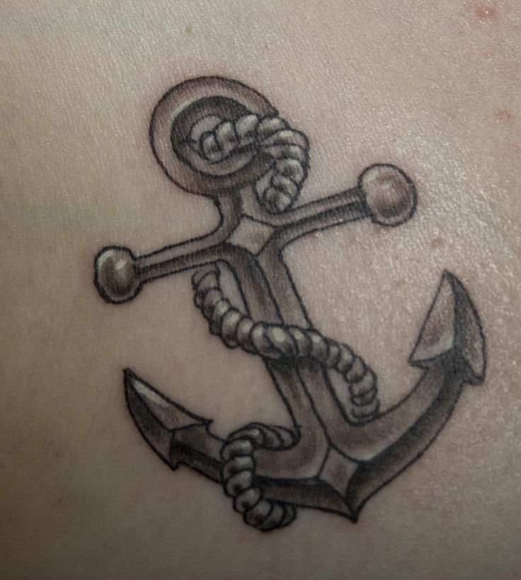 Black Ink Anchor With Rope Tattoo Design By Djanabel