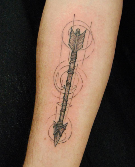 Black Ink Arrow Tattoo On Forearm By J Trip