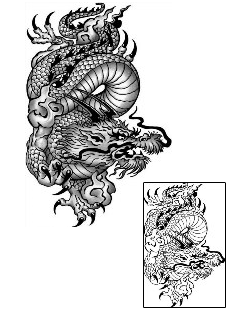Black Ink Asian Dragon Tattoo Design