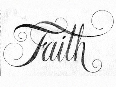 Black Ink Faith Lettering Tattoo Design