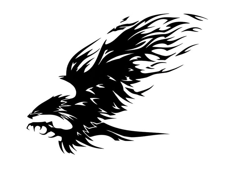 Black Ink Tribal Eagle Tattoo Stencil