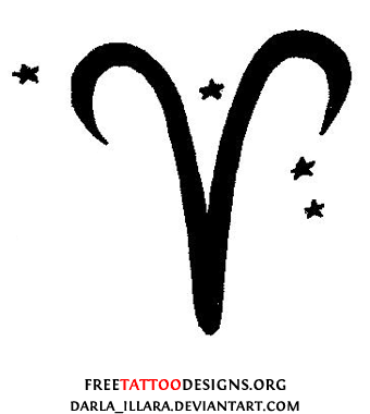 Black Outline Aries Symbol Tattoo Stencil