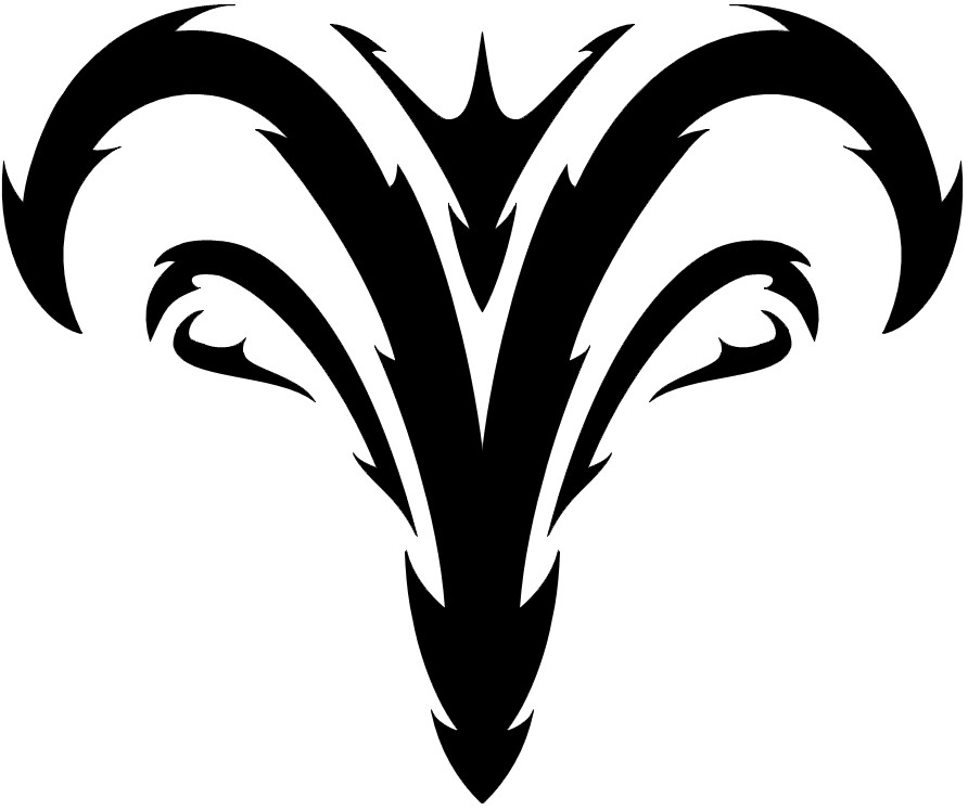 Black Tribal Aries Symbol Tattoo Stencil