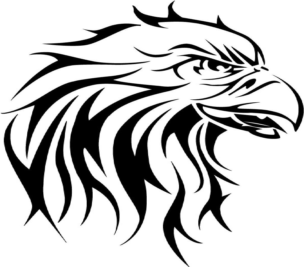 Black Tribal Eagle Head Tattoo Stencil