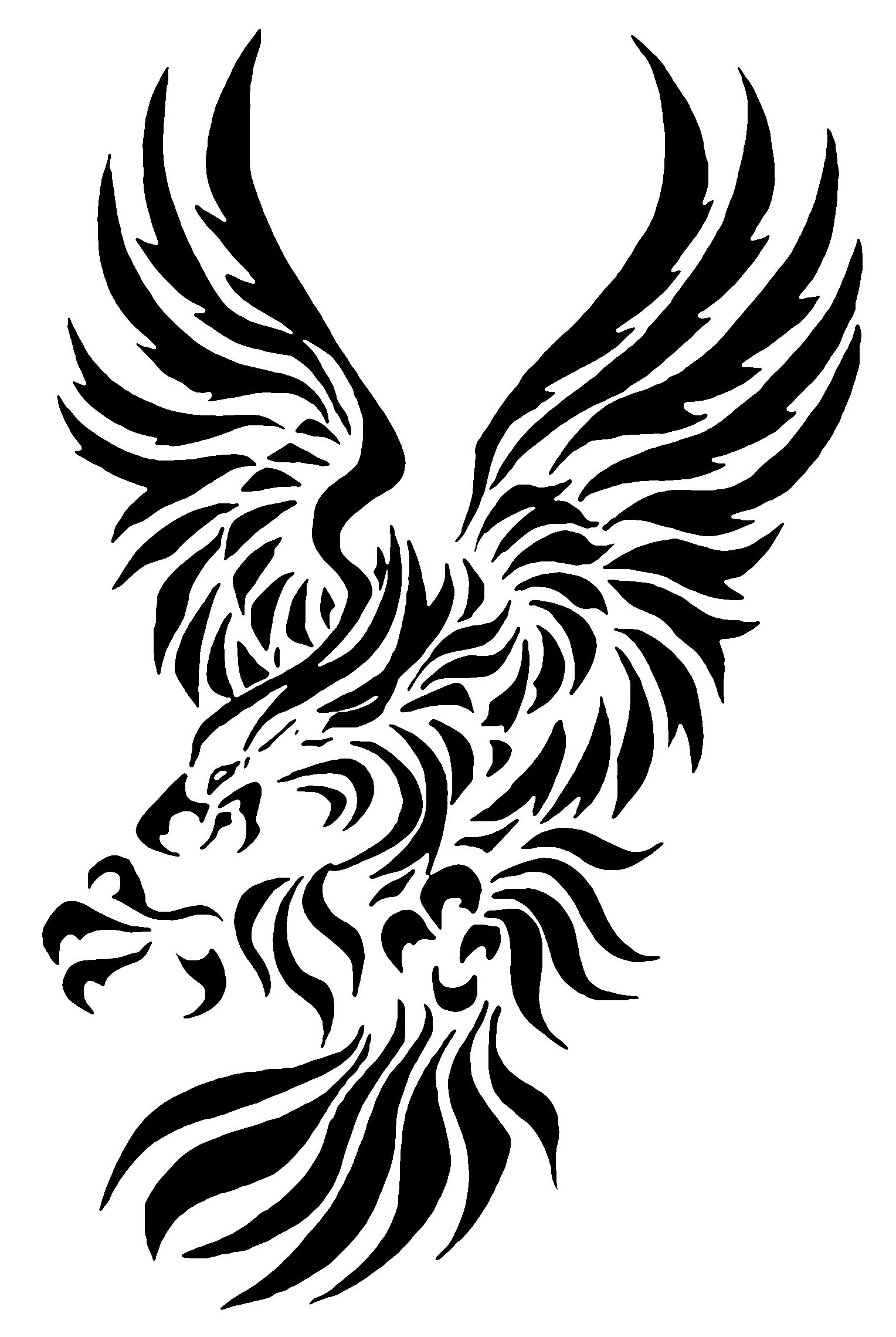 Black Tribal Eagle Tattoo Stencil