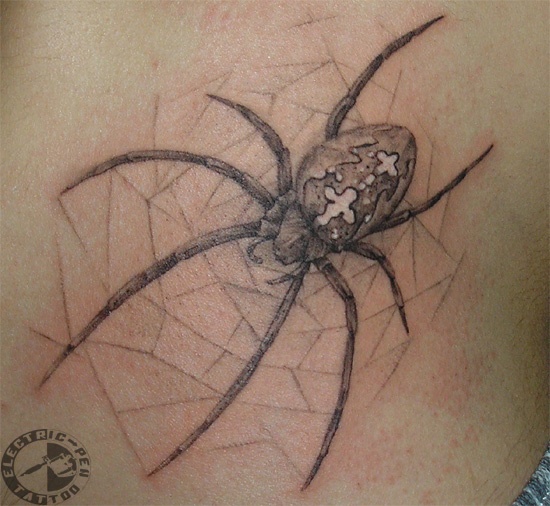 Classic Grey Ink Arachnids Tattoo Design