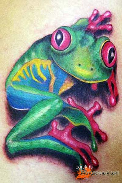 Colorful Aqua Frog Tattoo Design