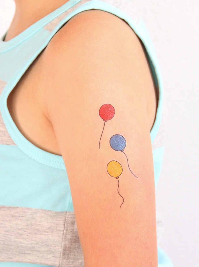 Colorful Balloon Tattoo On Left Half Sleeve