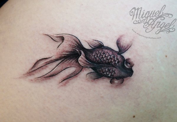 Cool Black Ink Fish Tattoo Design By Miguel Angel