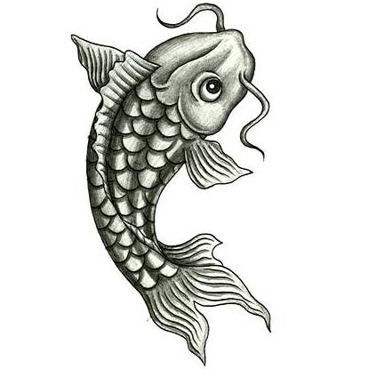 Cool Black Ink Koi Fish Tattoo Design