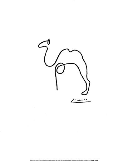 Cool Black Outline Camel Tattoo Stencil By Pablo Picasso