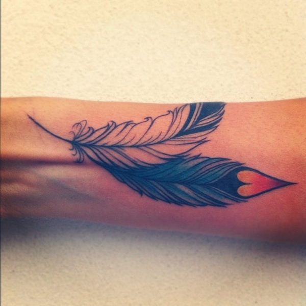 Cool Feather Tattoo Design For Sleeve